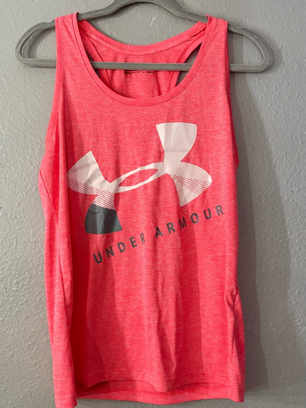 Under Armour Neon Coral Pink Logo Tank Top